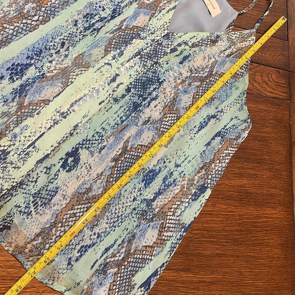 Adrienne V neck Spaghetti Strap Racerback Snake print blue green Tank Medium - Picture 5 of 8